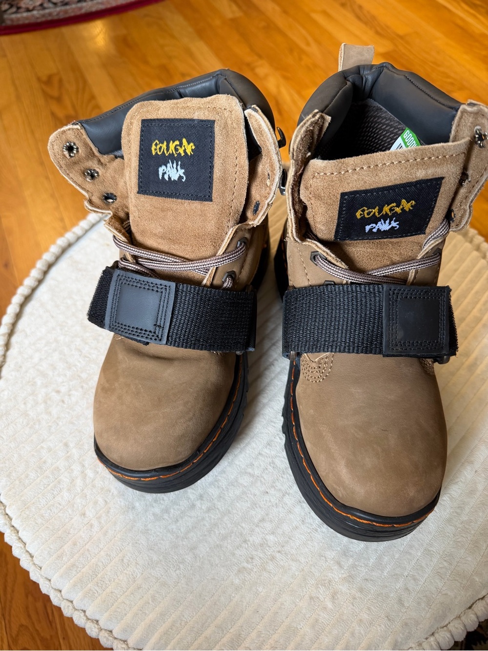 Cougar Brown and Black Kids Strap Boots